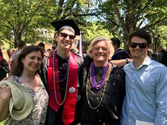 With his mother Deborah, brother Art, and father Buck at Art’s graduation from Linfield College in May of 2017.